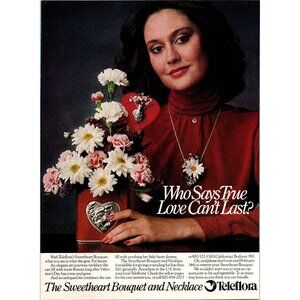 1981 Teleflora Florist Vintage Print Ad Sweetheart 80s Fashion Blouse Wall Art
